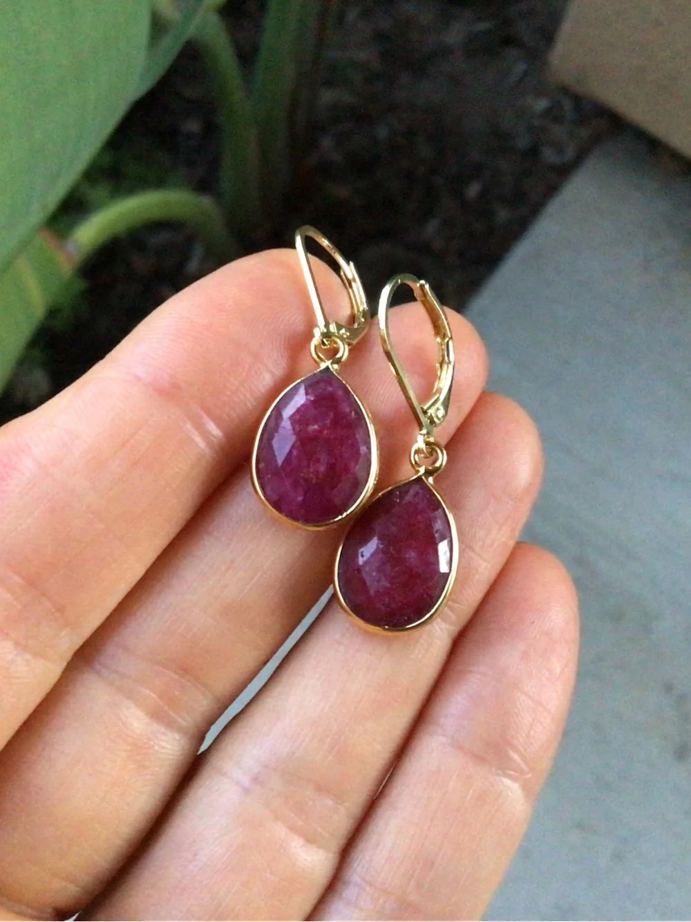 Gold Vermeil Ruby Sundance Charm Earrings